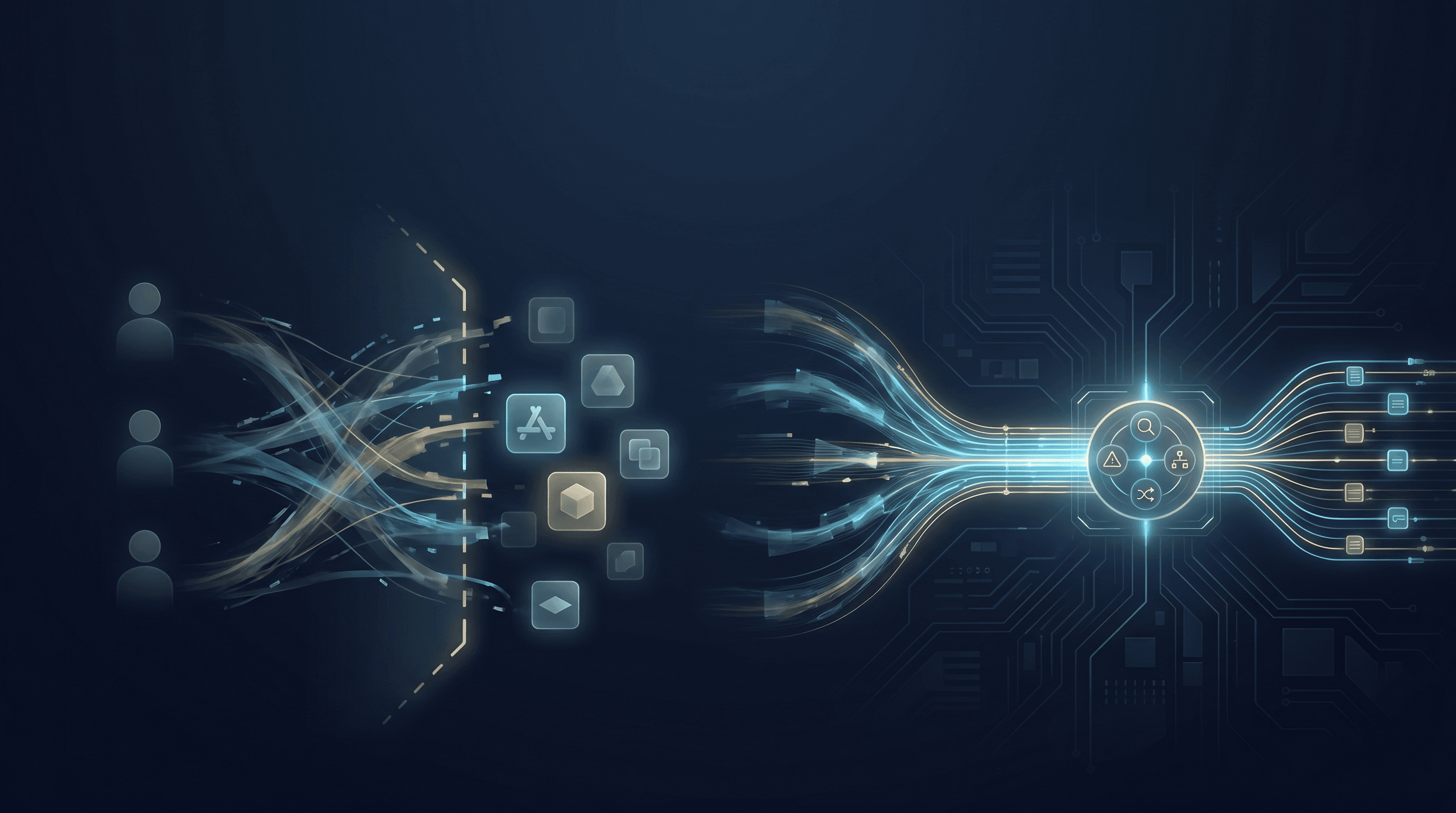 Shadow AI versus a governed AI control plane that classifies, routes, and audits enterprise AI use.