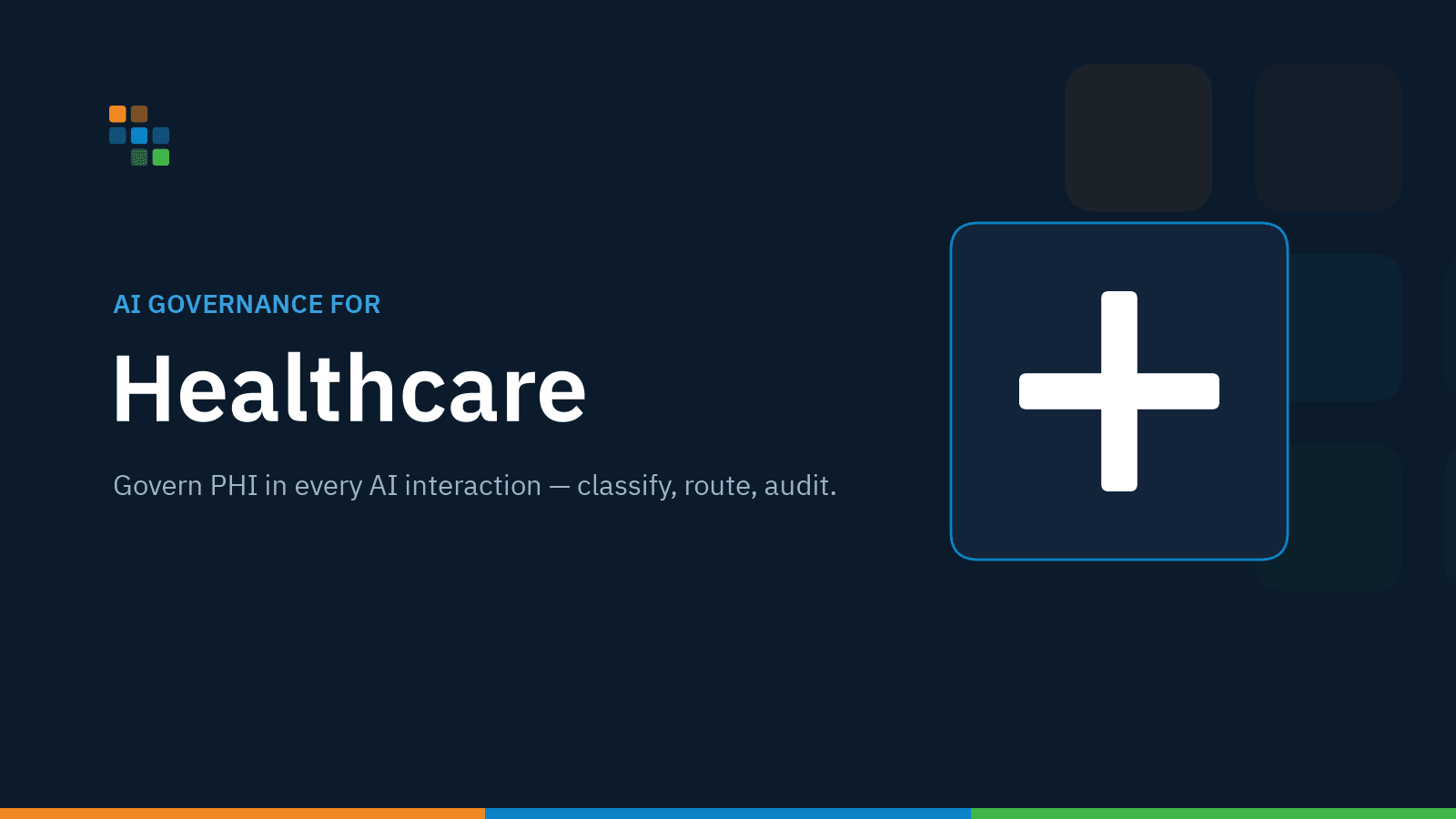Governed AI control plane for healthcare routing prompts through classification, policy, and audit.